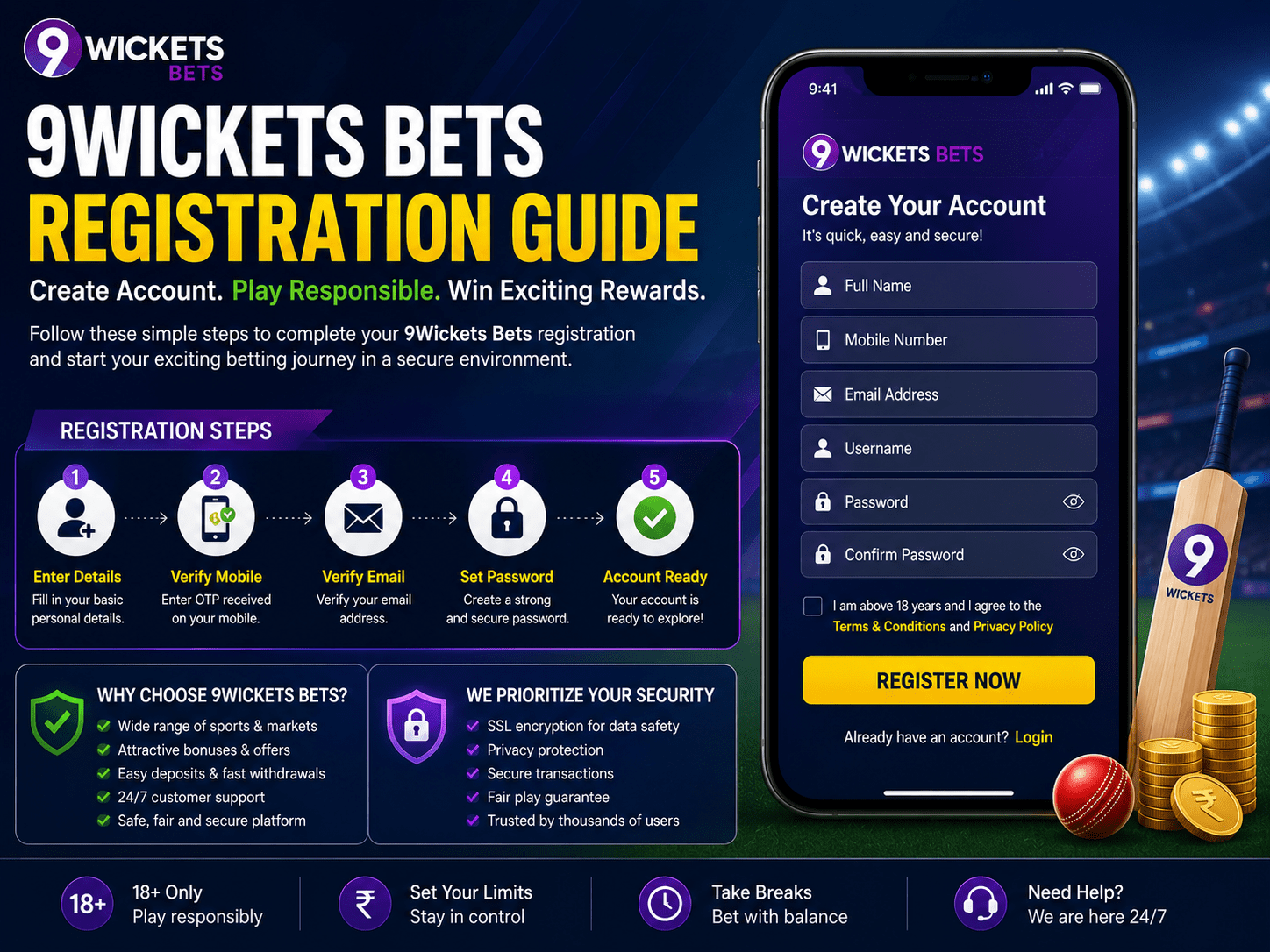 9Wickets Bets Registration Steps for New Account Setup