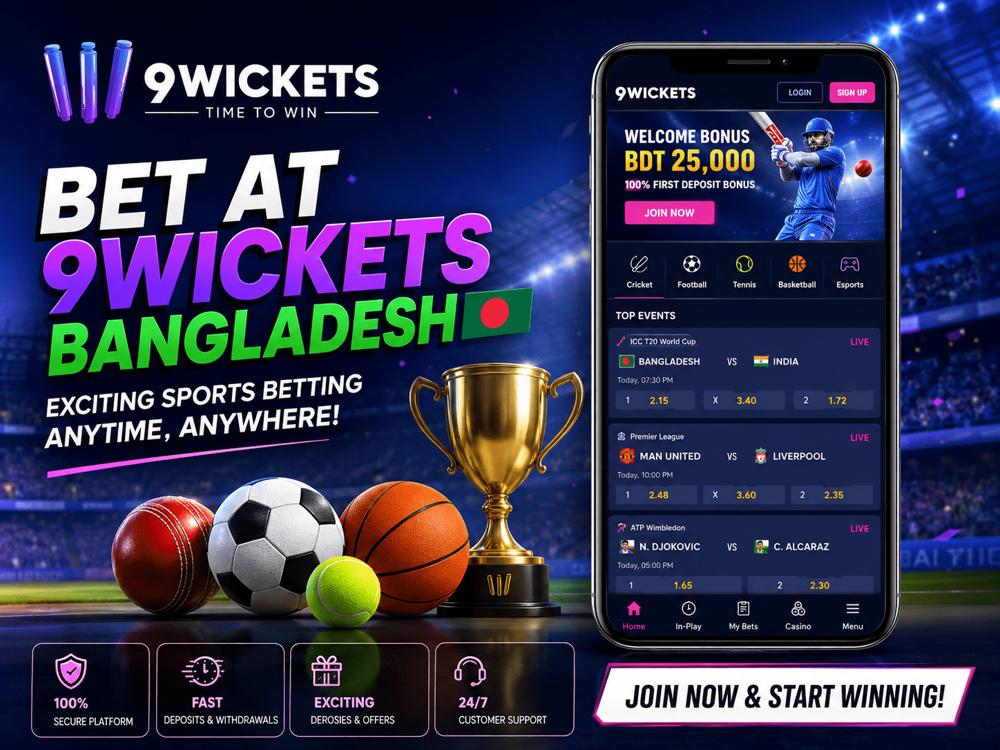 Bet at 9Wickets Bangladesh: Sports Betting and Online Gaming