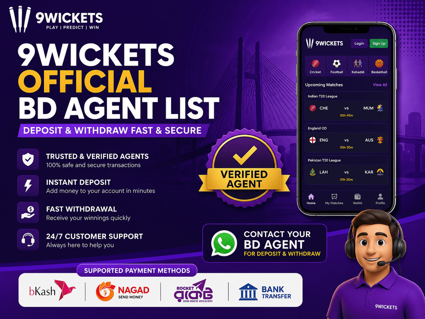 9Wickets Official BD Agent List | Trusted Bangladesh Agents